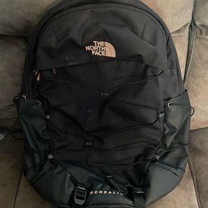 Black and Rose gold northface borealis backpack